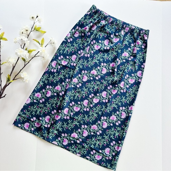 J.Crew Factory Printed Bias Slip Skirt & Top Set Antique Navy Vintage Floral - Picture 12 of 12